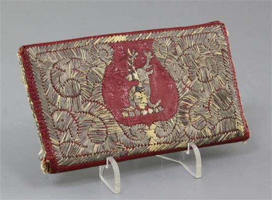 A 18th century Tetuan morocco leather wallet, 5.5in.